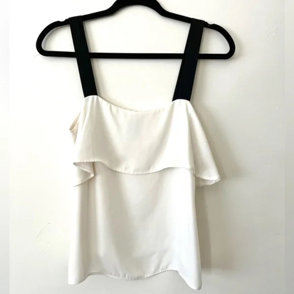 H&M black and white flouncy silk like material top camisole